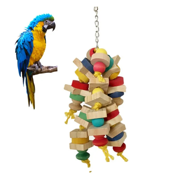 Colorful Wooden Block Parrot Chew Toys