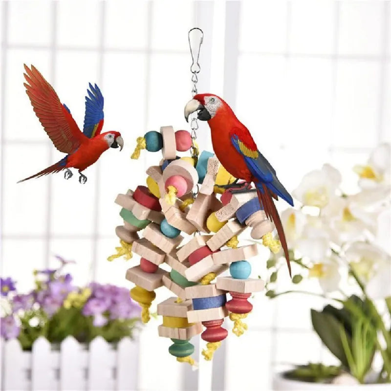 Colorful Wooden Block Parrot Chew Toys