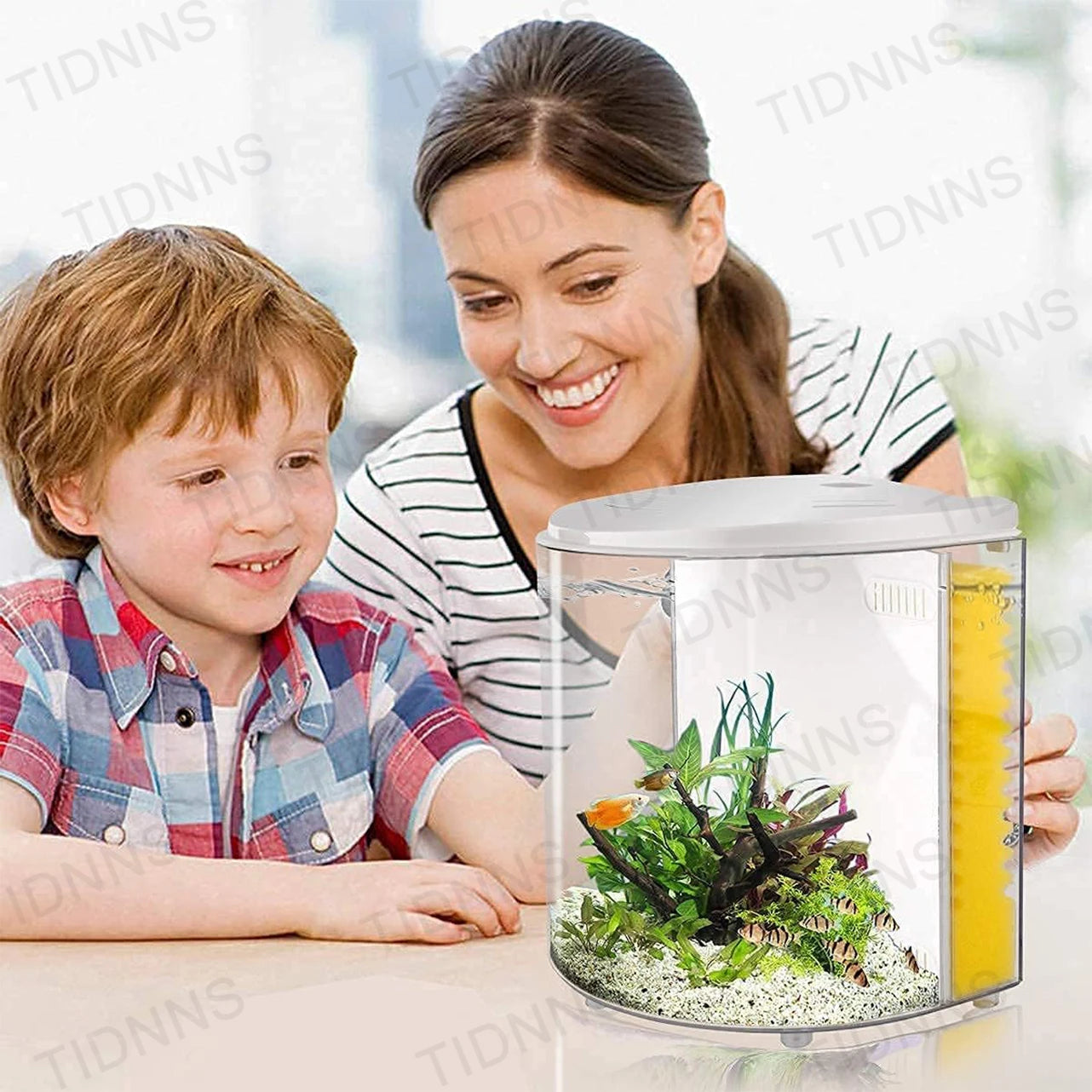 Desktop Small Fish Tank Living Room Household Lazy Mini Acrylic Goldfish Aquarium With Led Light And Filter Pump