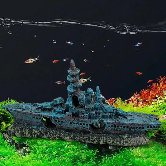 Fish Tank Shipwreck Decorations  For Freshwater Saltwater Tanks