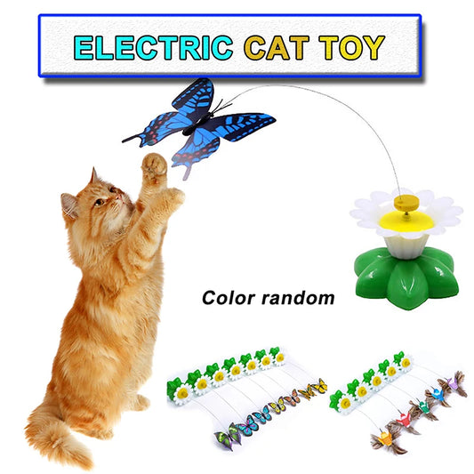 Electric Butterfly Dog Cat Toy Automatic Flutter Rotating Bird Toy