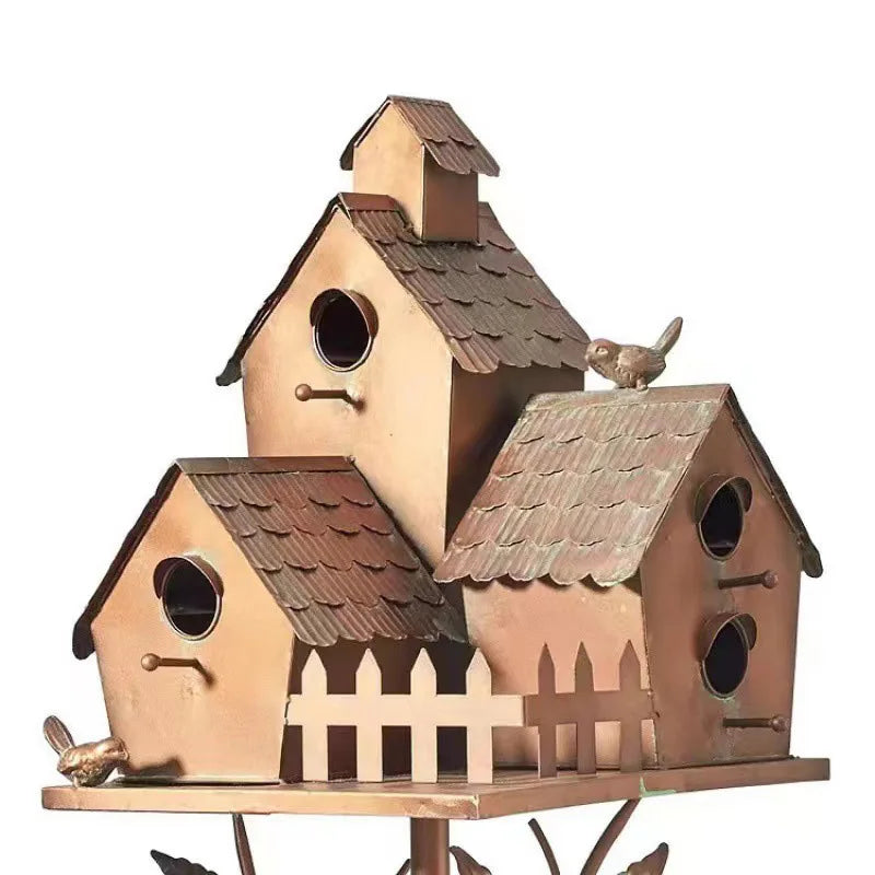 Exquisite Metal Birdhouse Decoration Garden Stake