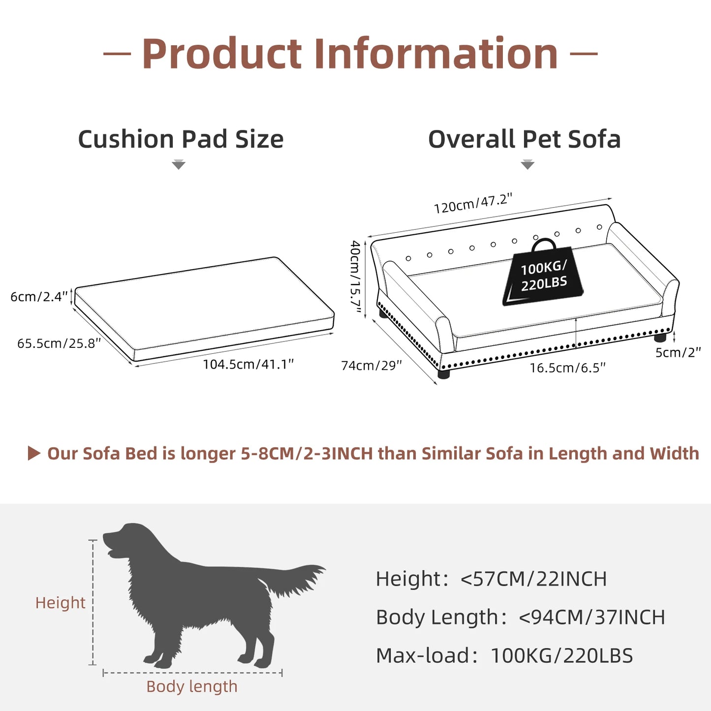 Dog Waterproof Sofa Bed With Removable Cushion