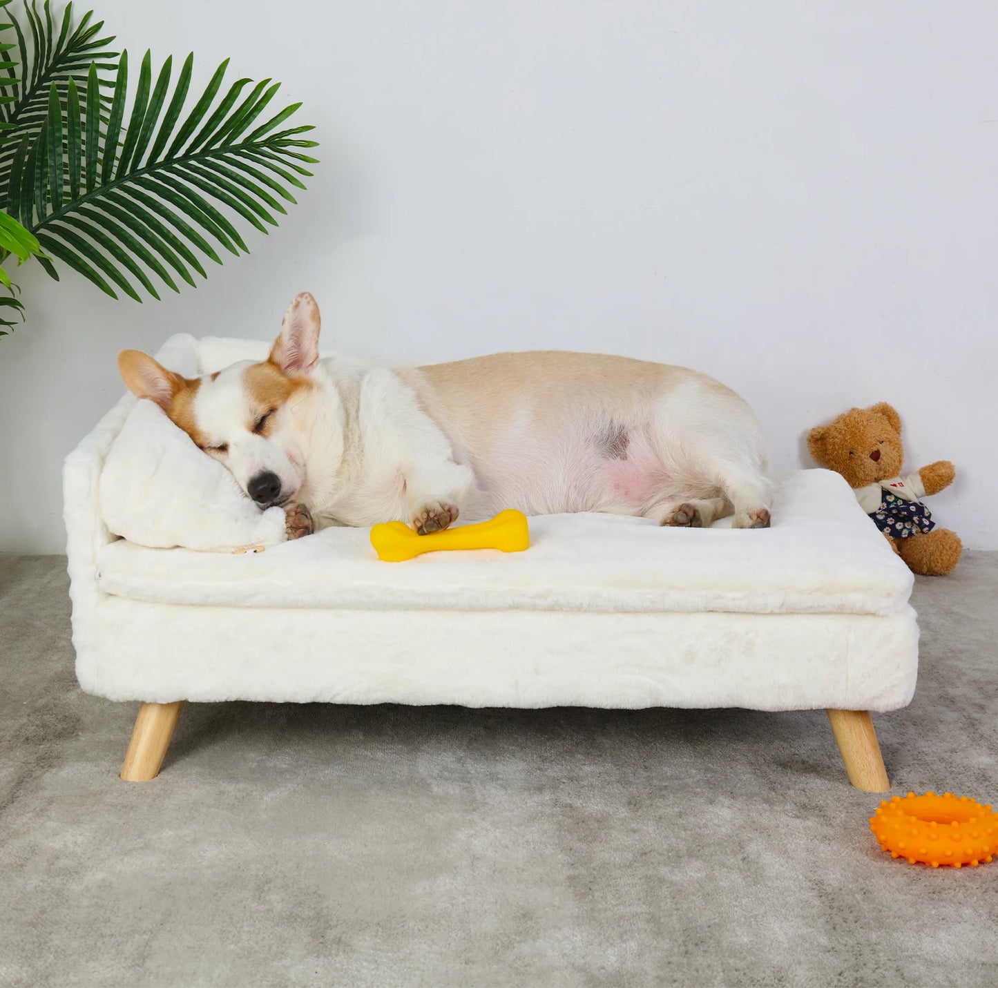 Elevated Waterproof  Sofa Bed with Sturdy Wood Legs, for Small Dog or Kitten