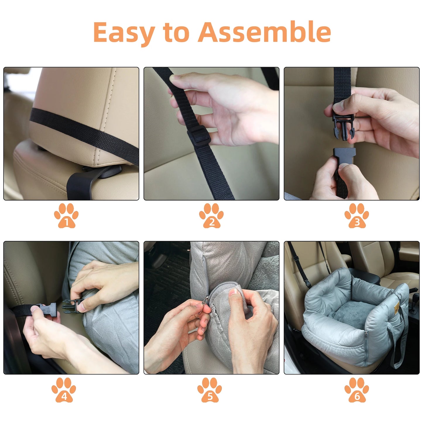 Dog Car Seat with Safety Belt and Travel Mattress