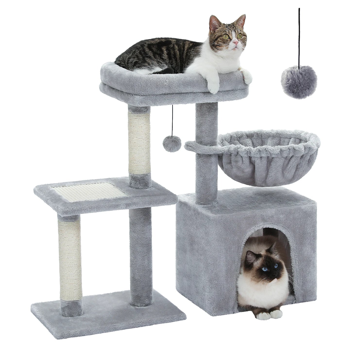 Cat tree With Scratching Posts and Big Hammock and Removable Top Perch