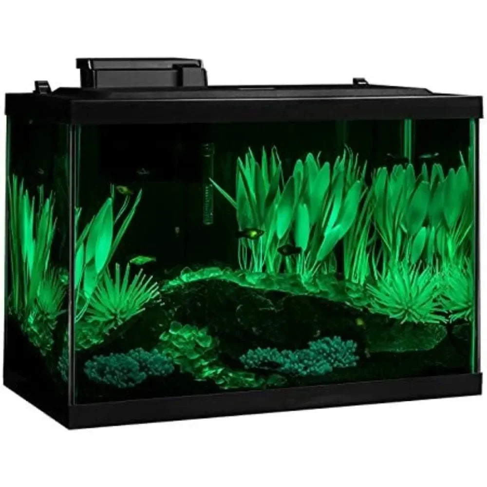 Includes LED Lighting and Decor Fishbowl Aquarium 20 Gallon Fish Tank Kit Aquatic Pet Supplies Products Home Garden