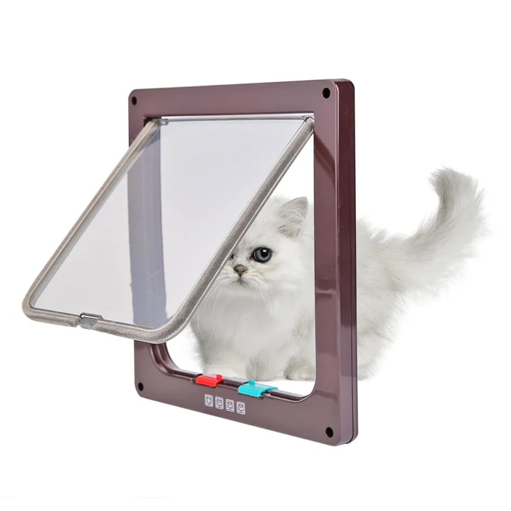 Pet Lockable House Entry Exit Freely Dogs Cats Magnetic Household Pet Door Frame Safe Flap Door Plastic Gate Pet Accessories