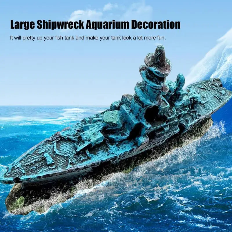 Fish Tank Shipwreck Decorations  For Freshwater Saltwater Tanks