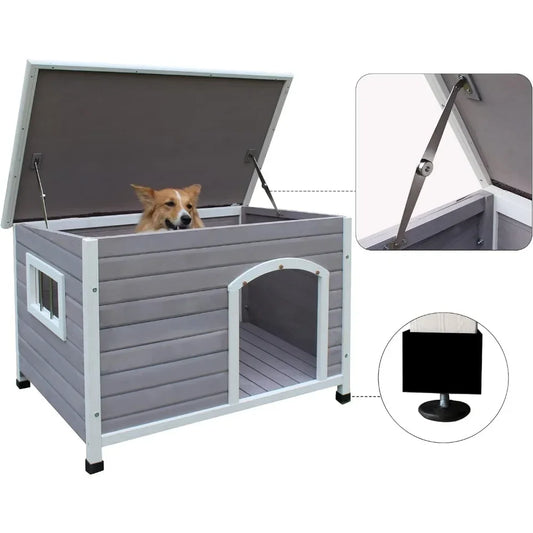 Kennel for Indoor Dogs Wood Dog Houses Outdoor Weatherproof Dog Houses Outside with Door Cute Wooden Pet Supplies Puppy House