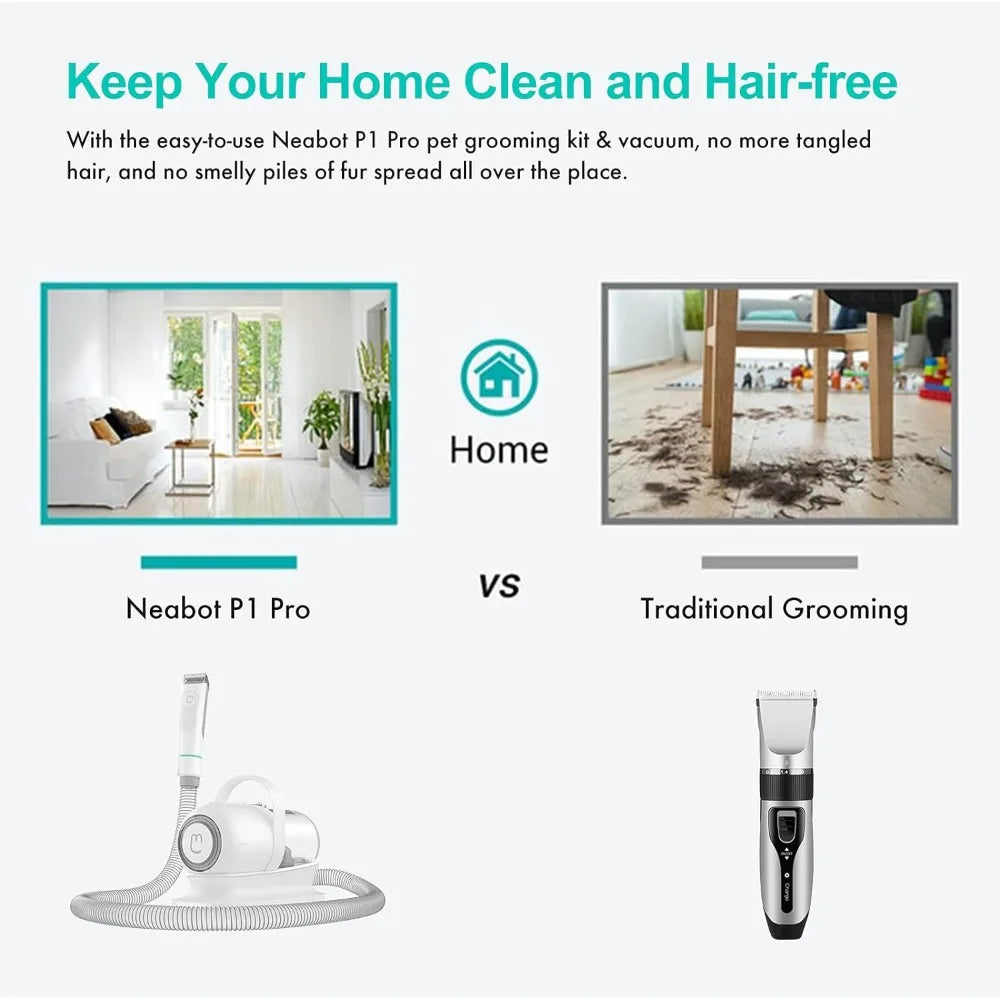 Pro Pet Grooming Kit & Vacuum Suction 99% Pet Hair.