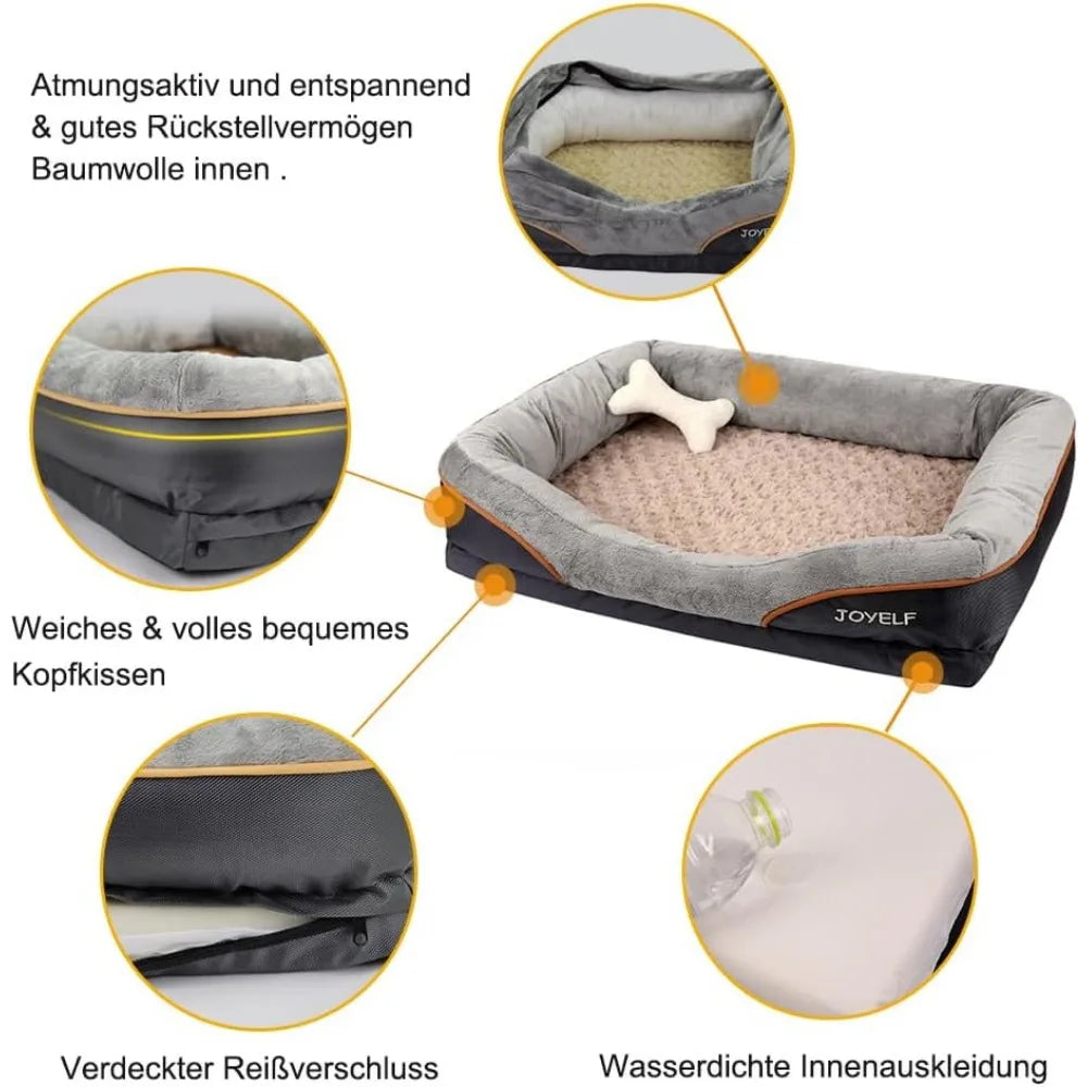 Memory Foam Orthopedic Dog Bed & Sofa With Removable Washable Cover