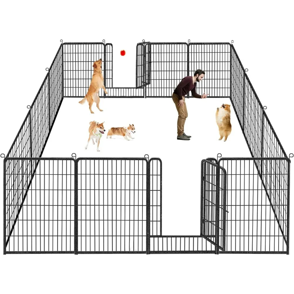 Jhsomdr 40 inch Dog Fence Outdoor Dog Playpen for Large Dogs, 14 Fence Panels Dog Pens Outdoor Pet Playpen RV Camping Fence