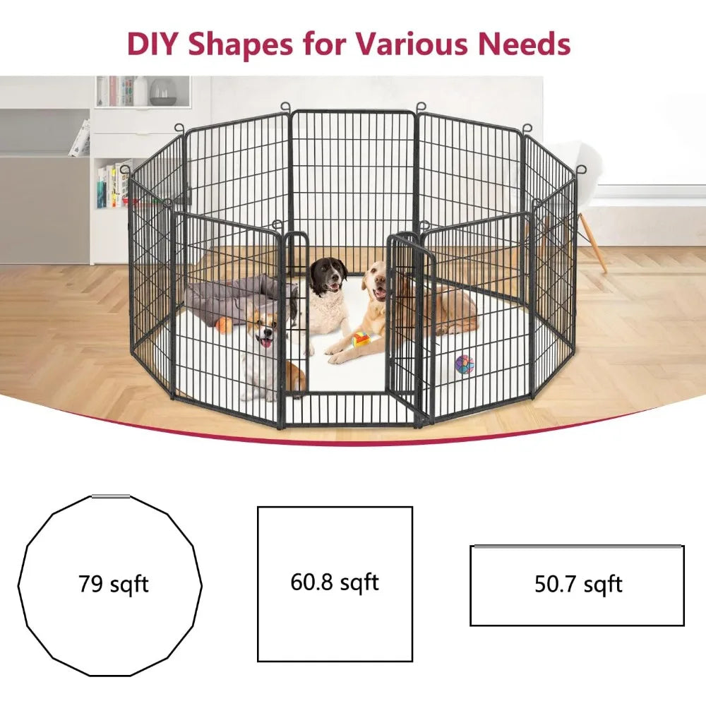 Jhsomdr 40 inch Dog Fence Outdoor Dog Playpen for Large Dogs, 14 Fence Panels Dog Pens Outdoor Pet Playpen RV Camping Fence