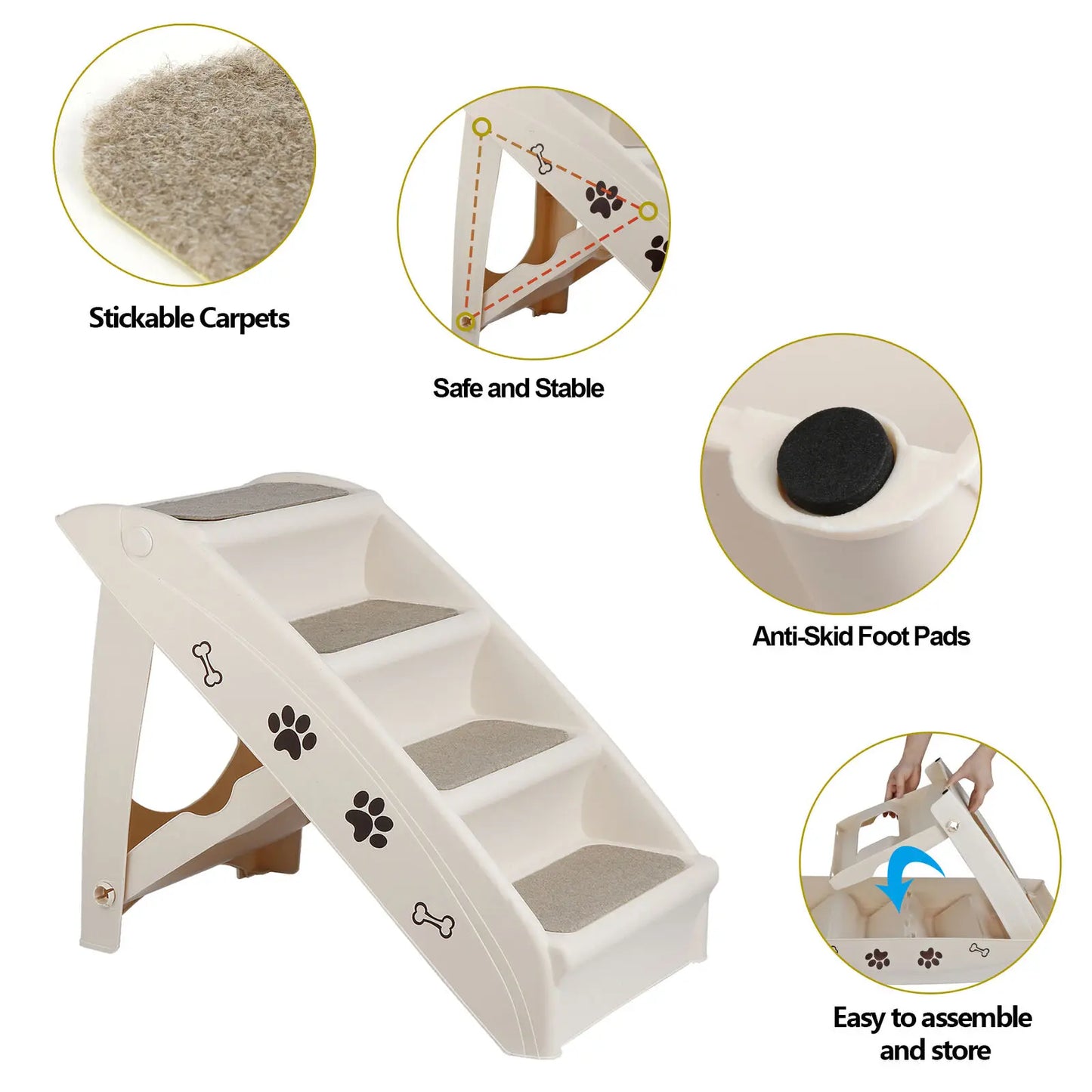 Foldable Plastic Dog Stairs with Ramp