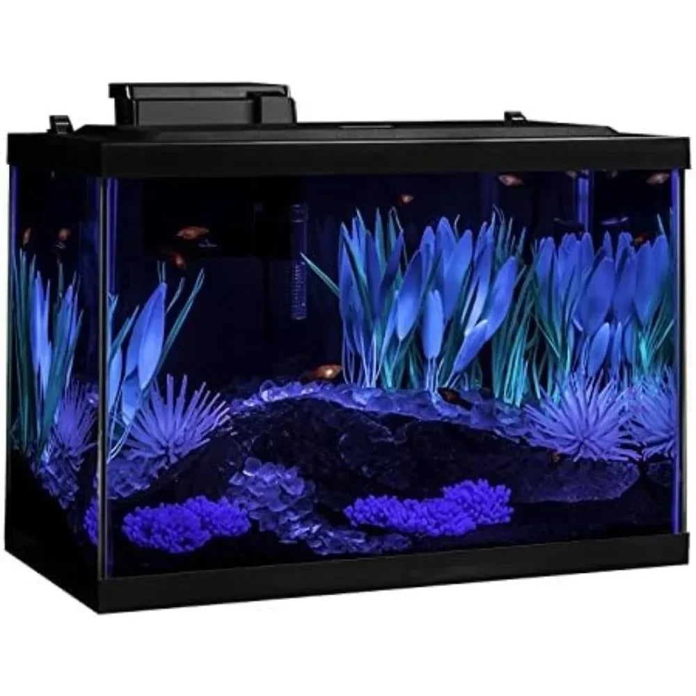 Includes LED Lighting and Decor Fishbowl Aquarium 20 Gallon Fish Tank Kit Aquatic Pet Supplies Products Home Garden