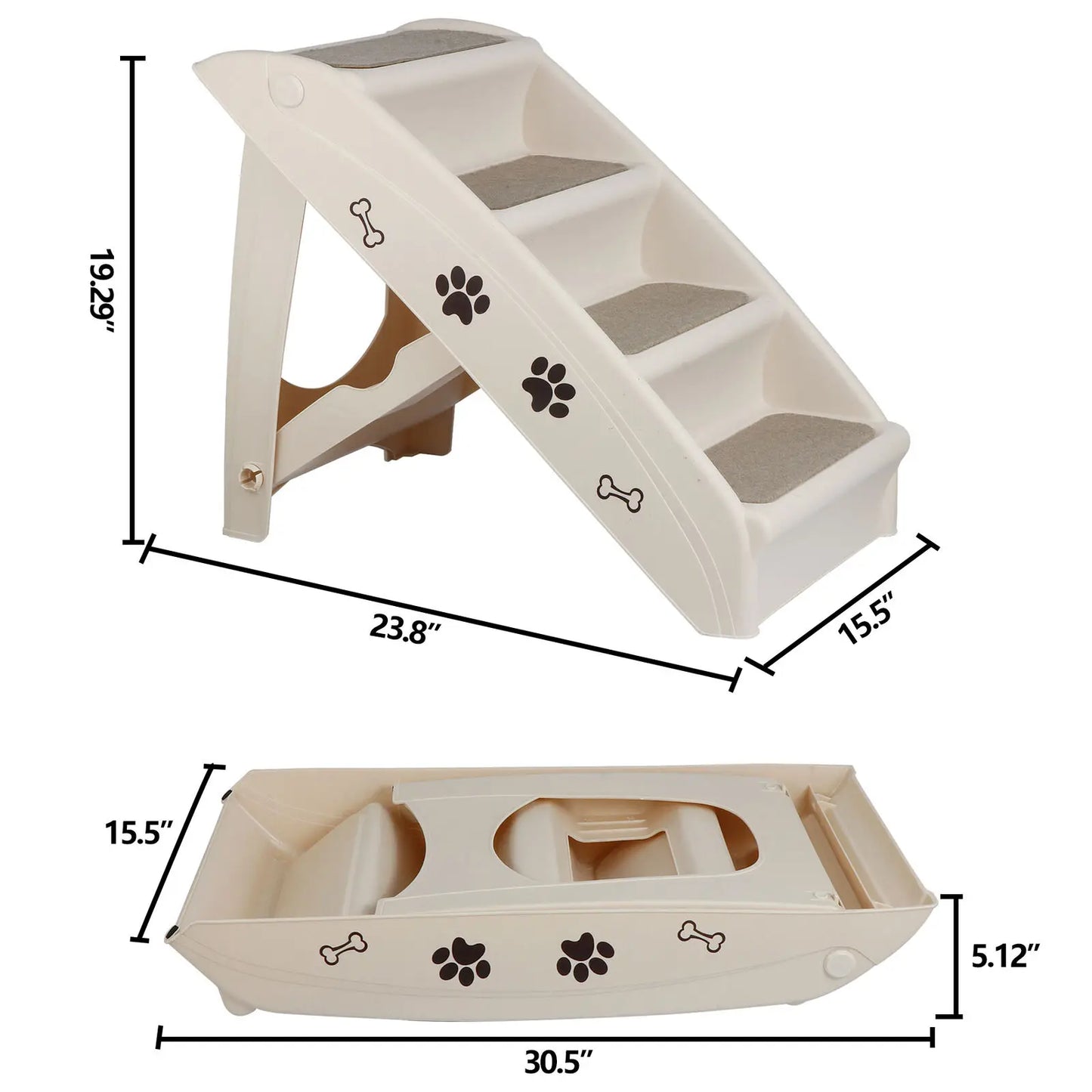 Foldable Plastic Dog Stairs with Ramp