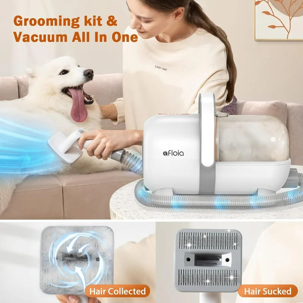 Grooming Kit, Vacuum, Dog Clippers and Nail Trimmer With Grinder.  7 Pet Grooming Tools, Low Noise for Cats