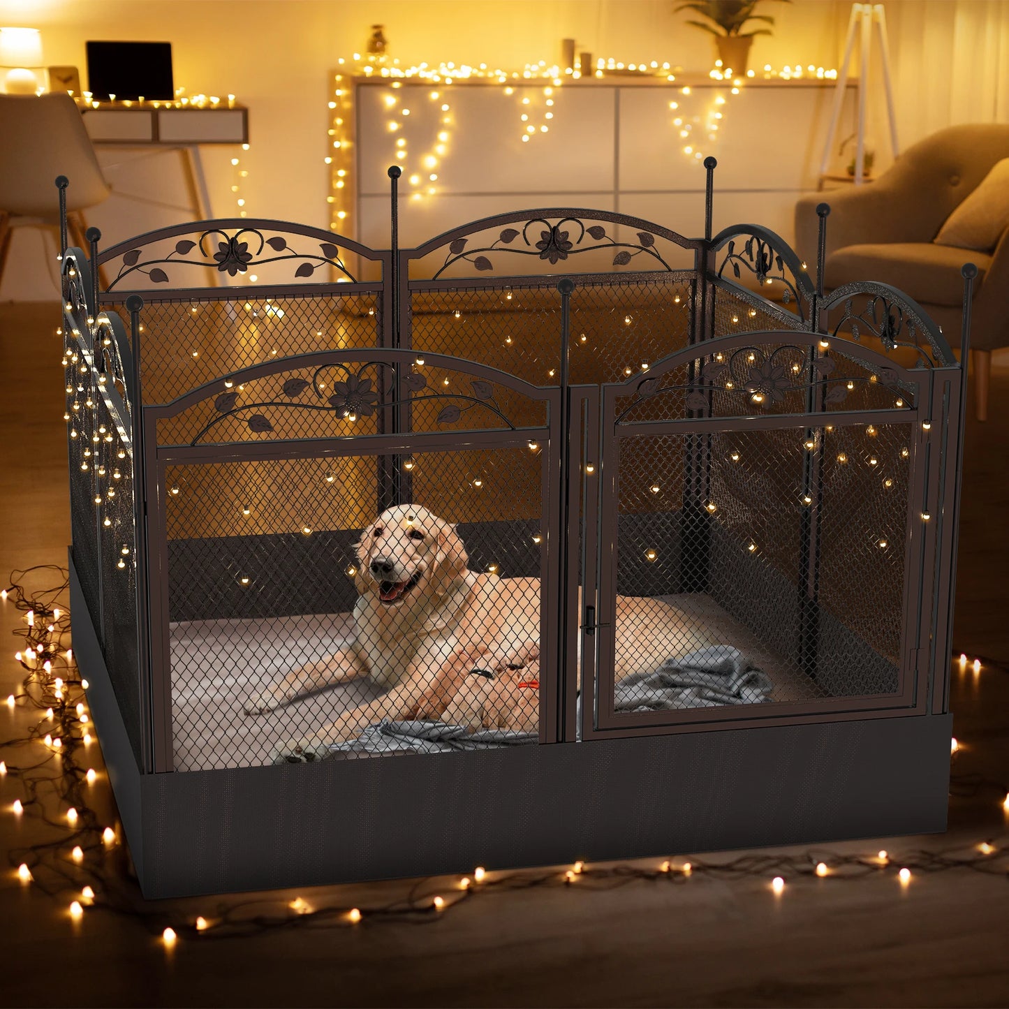 Puppy Playpen With Detachable  Panels And Waterproof Fertility Pad