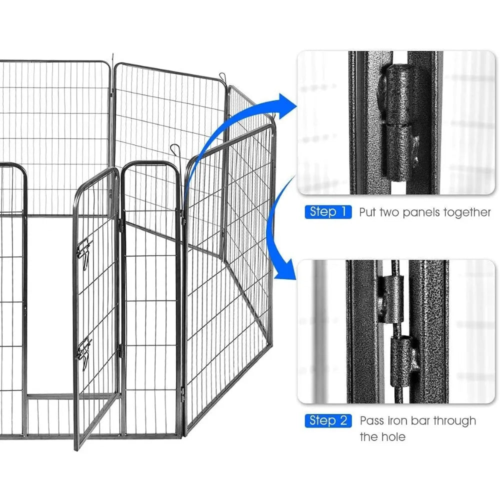 16 Panels Metal Dog Playpen