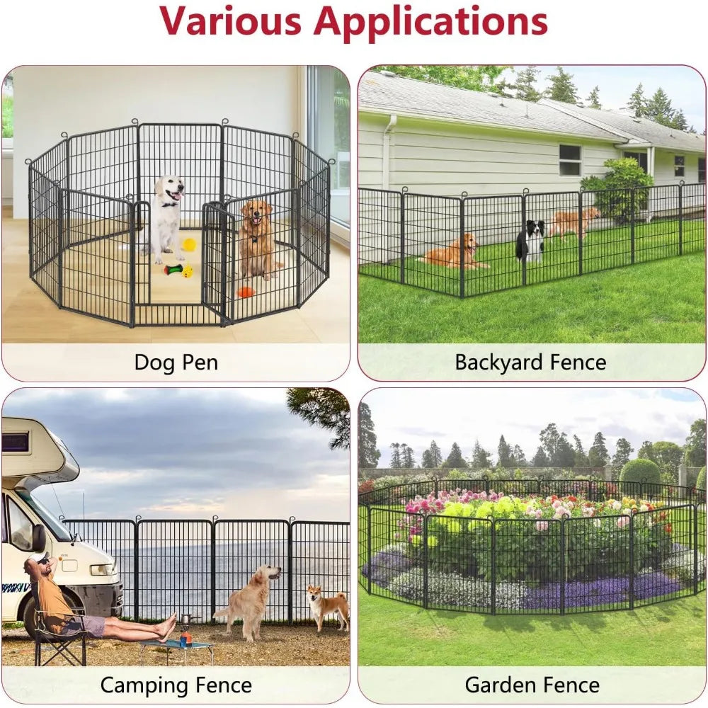 Jhsomdr 40 inch Dog Fence Outdoor Dog Playpen for Large Dogs, 14 Fence Panels Dog Pens Outdoor Pet Playpen RV Camping Fence