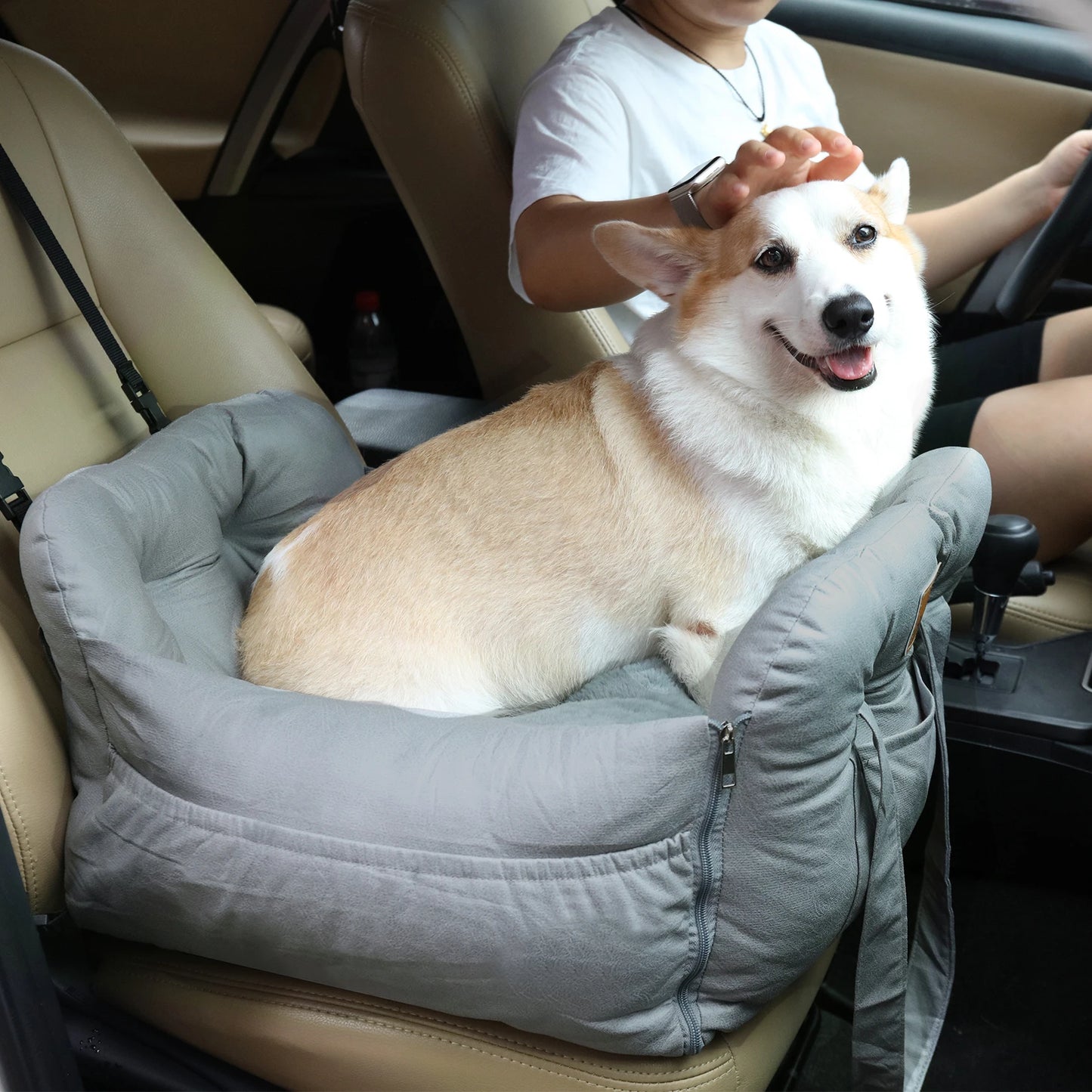 Dog Car Seat with Safety Belt and Travel Mattress