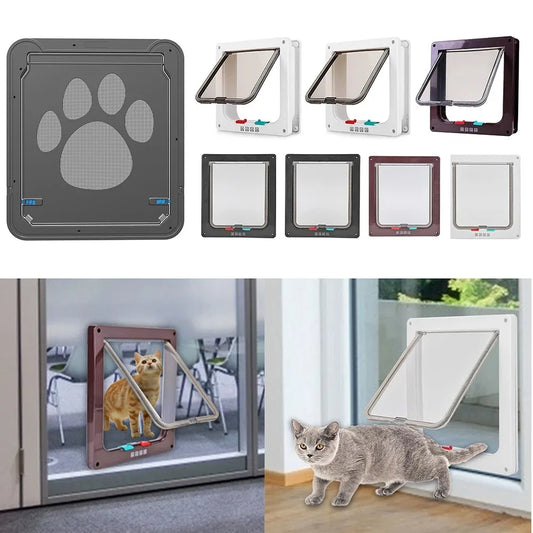 Pet Lockable House Entry Exit Freely Dogs Cats Magnetic Household Pet Door Frame Safe Flap Door Plastic Gate Pet Accessories