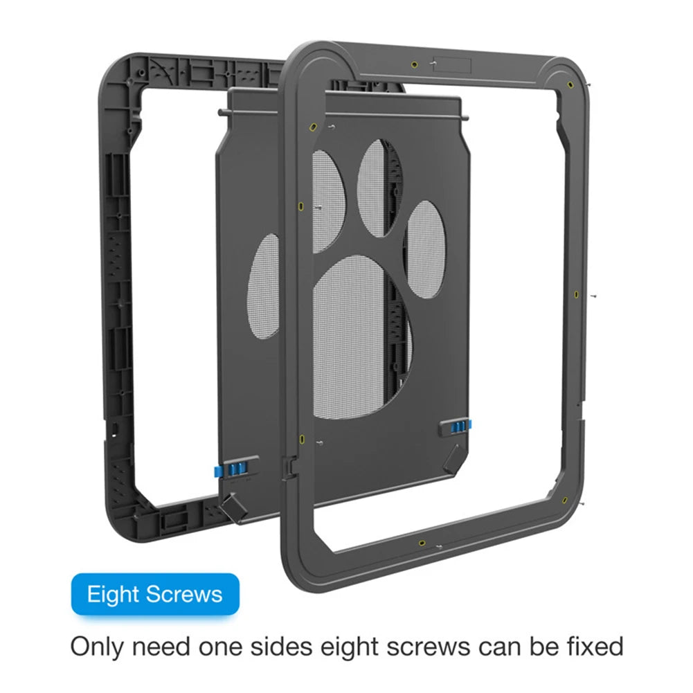 Pet Lockable House Entry Exit Freely Dogs Cats Magnetic Household Pet Door Frame Safe Flap Door Plastic Gate Pet Accessories