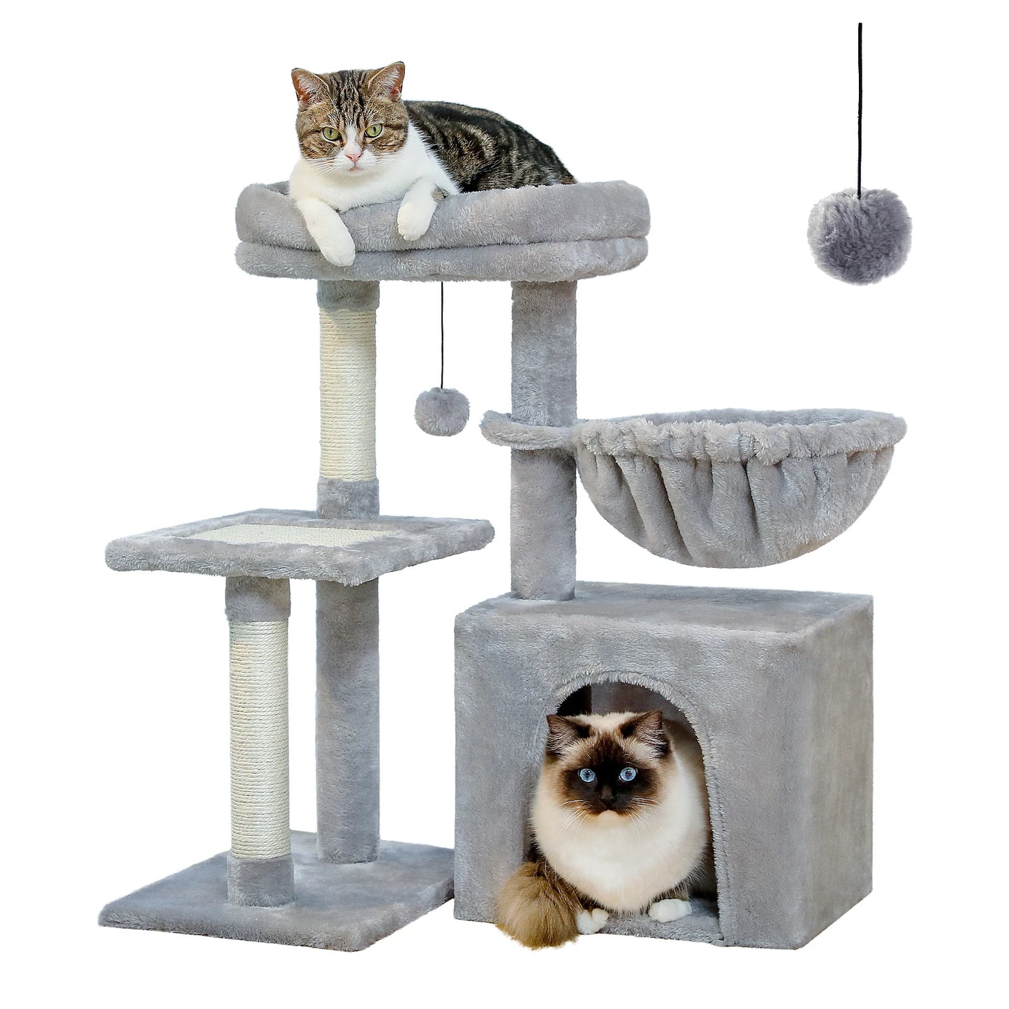 Cat tree With Scratching Posts and Big Hammock and Removable Top Perch