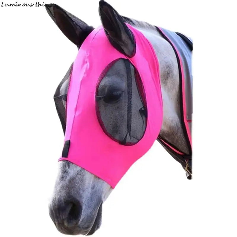 1pc Anti-Fly Mesh Equine Mask Horse Mask Stretch Bug Eye Horse Fly Mask with Covered Ears Horse Fly Mask Long Nose with Ears