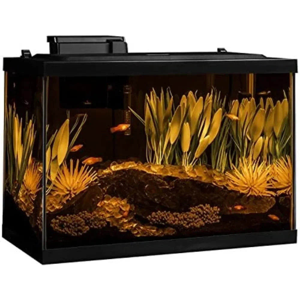 Includes LED Lighting and Decor Fishbowl Aquarium 20 Gallon Fish Tank Kit Aquatic Pet Supplies Products Home Garden