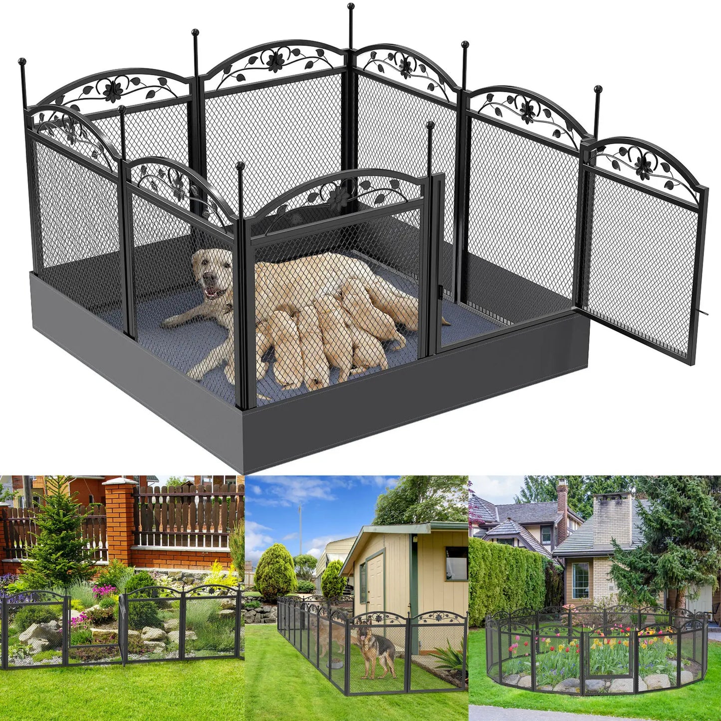 Puppy Playpen With Detachable  Panels And Waterproof Fertility Pad