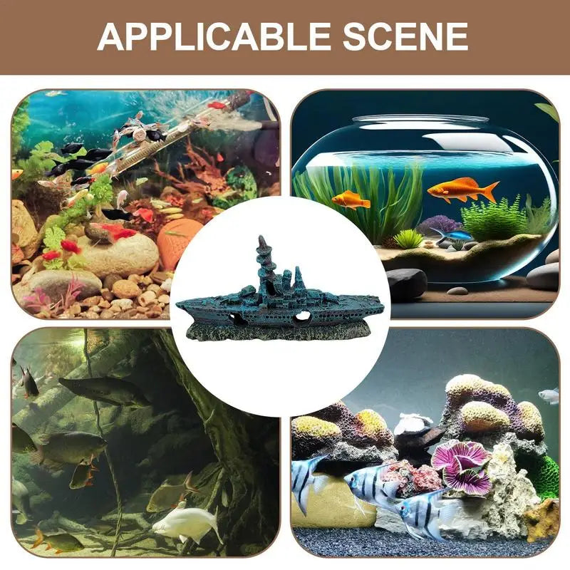 Fish Tank Shipwreck Decorations  For Freshwater Saltwater Tanks