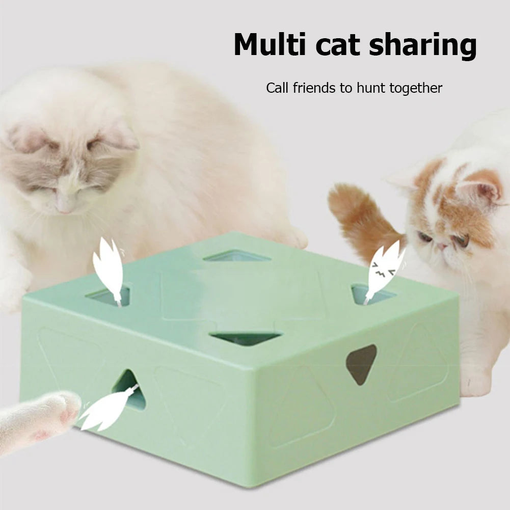 Electric Feather Cat Toy, Interactive  Sqaure Magic Box Game I