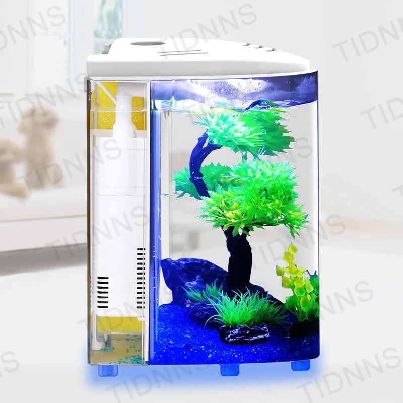 Desktop Small Fish Tank Living Room Household Lazy Mini Acrylic Goldfish Aquarium With Led Light And Filter Pump