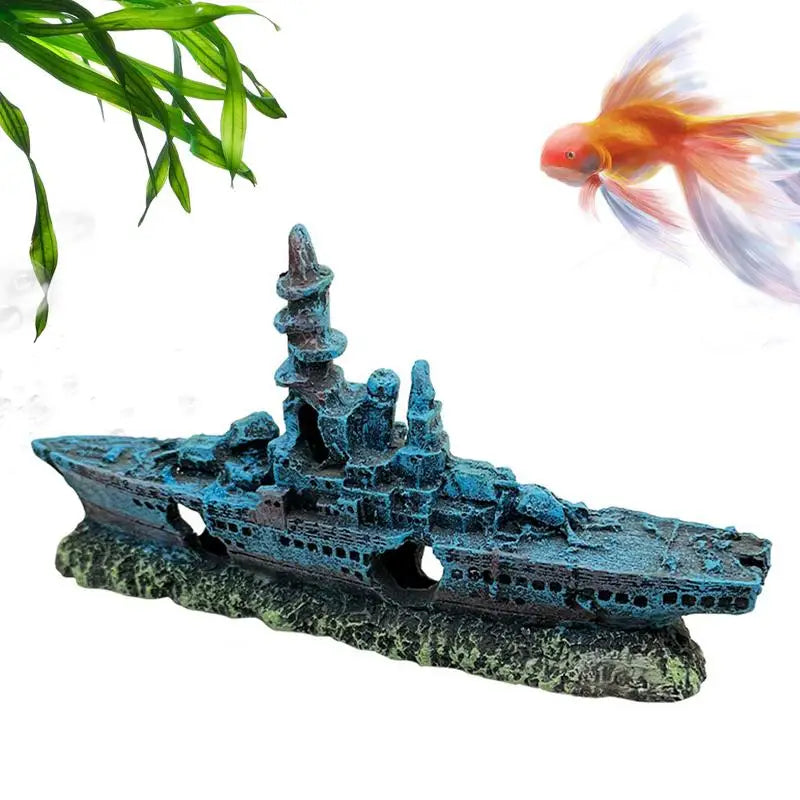 Fish Tank Shipwreck Decorations  For Freshwater Saltwater Tanks