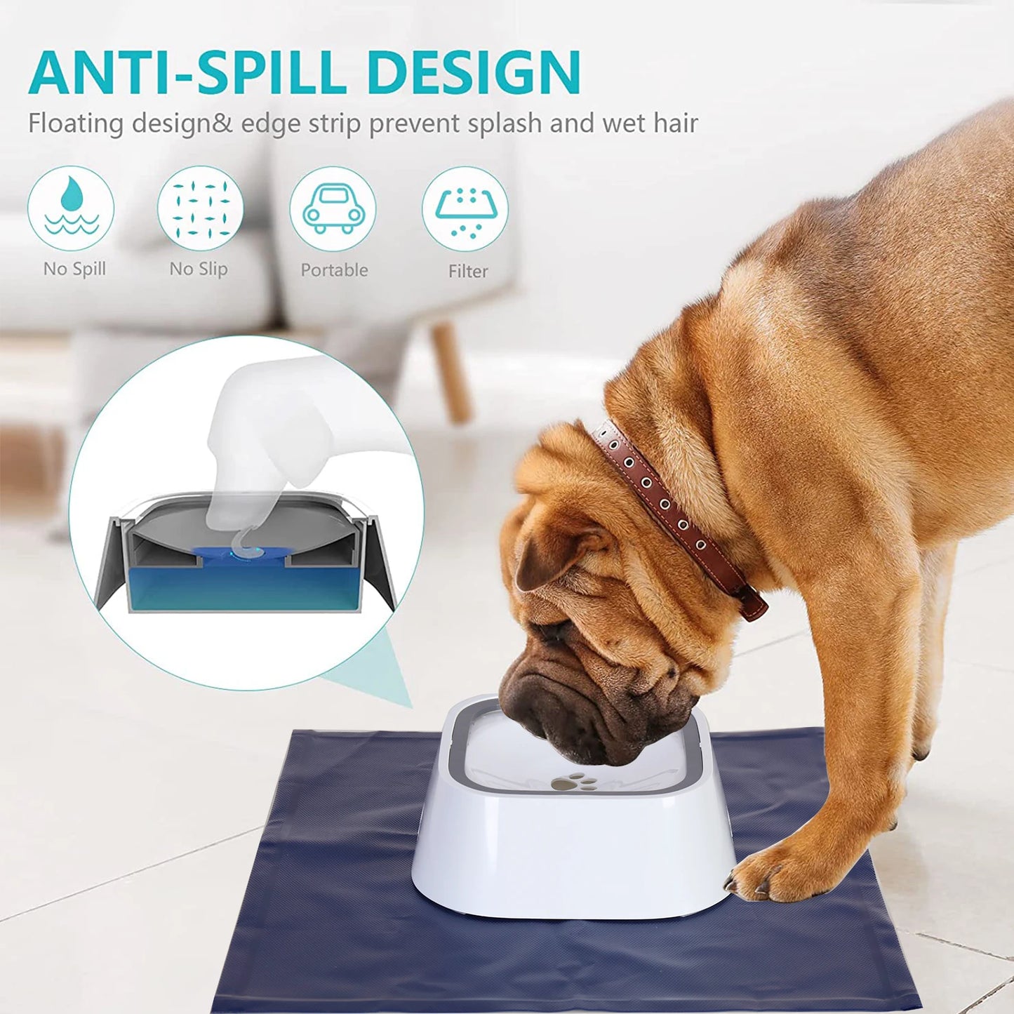 No Spill Dog, Cat Feeder Dispenser and Water Bowl