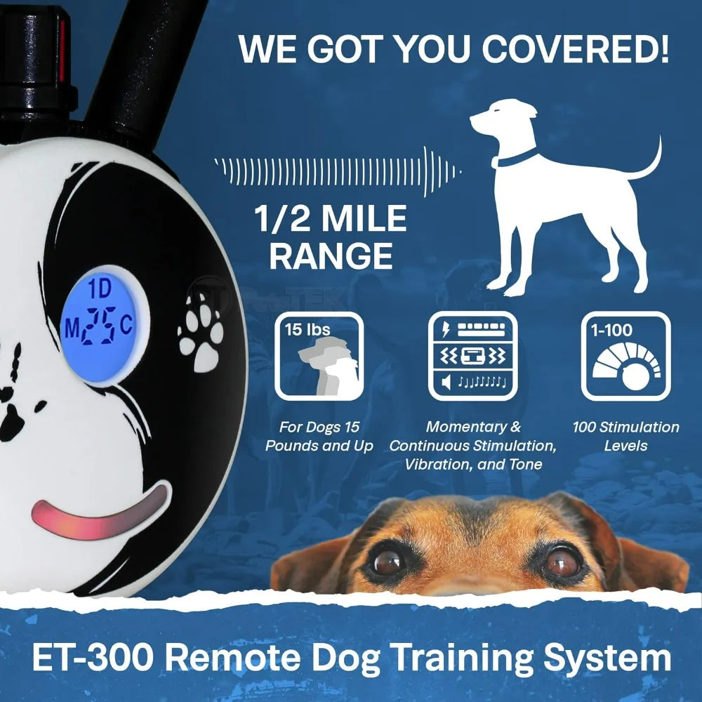 Electronic Training Collars.   1/2 Mile Remote  for small to large dogs.   , Vibration & Tone Electric Training Collars